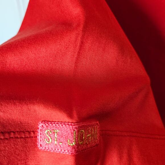 VTG St. John Sport By Marie Gray Red Coral Shirt Top Womens Large NWT Made Italy - Picture 7 of 7